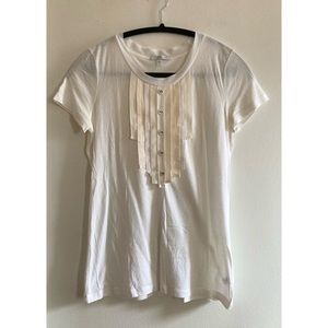 Gap White Pima Cotton Tuxedo Tee Women’s Medium